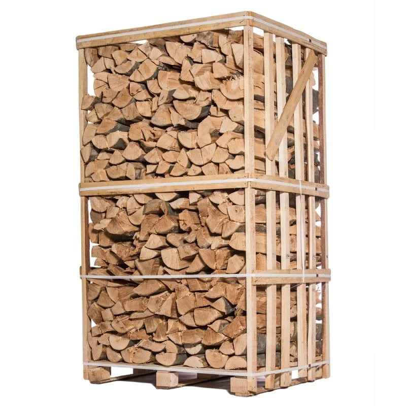 Palette de bois de chauffage sec Étuvé Briand Combustibles, 50 cm, 2,5 stères, bois de chauffage naturel et prêt à brûler.