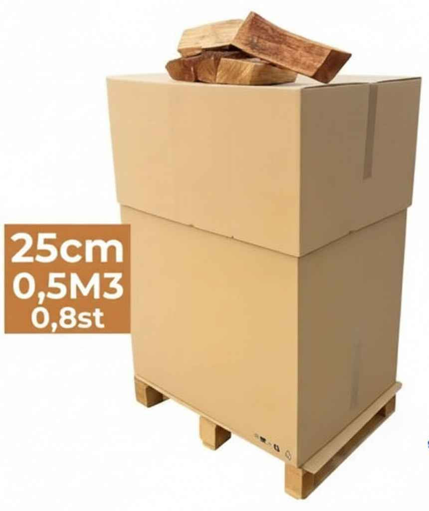 Bois de chauffage Briand Combustibles, bois de 25 cm extra sec et étuvé, lot de 0,5 m³ pour cheminée ou poêle