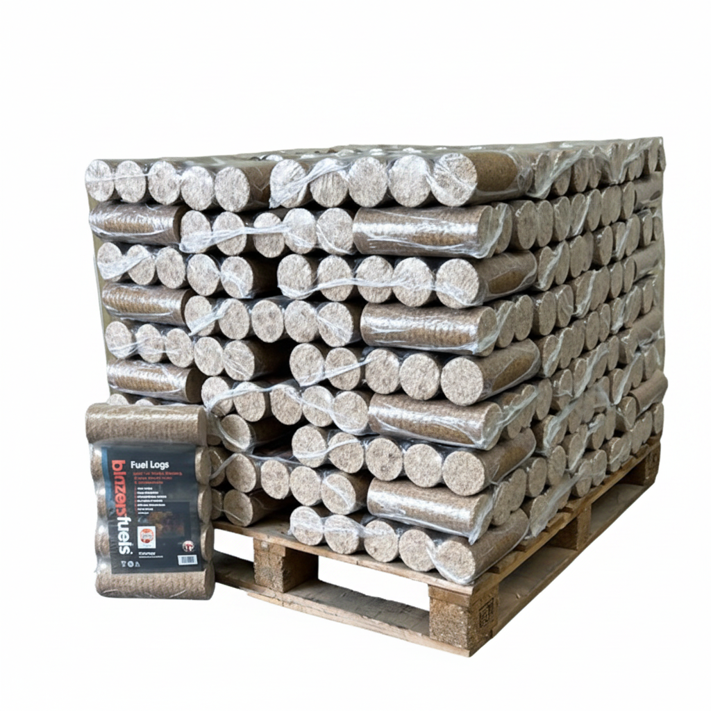 Briquettes de bois densifié Eco-Log Fuels4Less par Briand Combustibles, 405 bûches FSC prêtes à brûler, combustible écologique