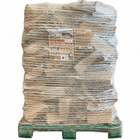 Bois de chauffage dur sec FLAMINO Briand combustibles, ballot de 2 m³, longueur 50 cm, pour cheminée ou poêle.